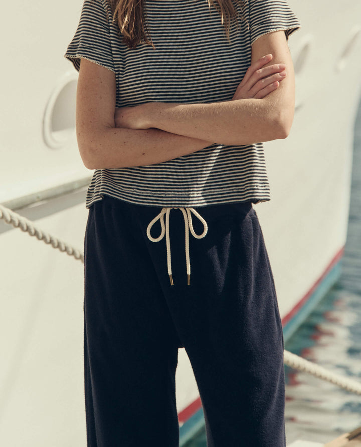 The Micro Terry Horseshoe Sweatpant - Navy