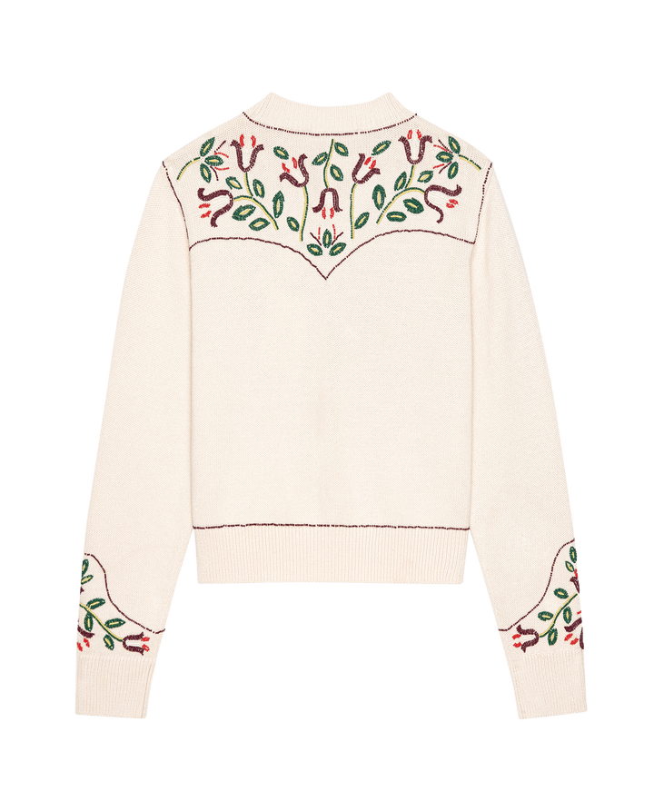The Western Beaded Cardigan - Natural