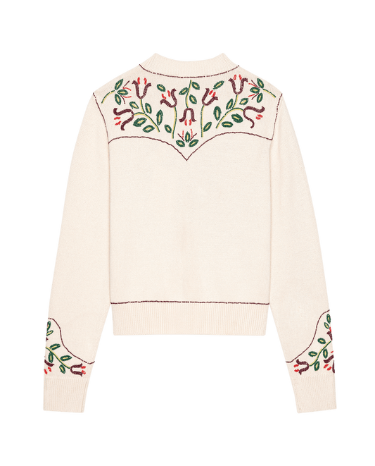 The Western Beaded Cardigan - Natural