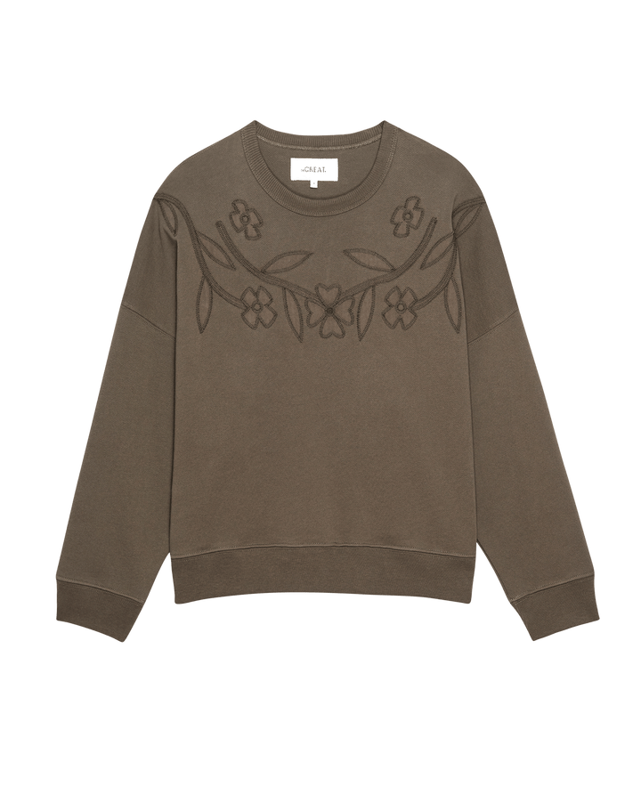 The Floral Applique Teammate Sweatshirt - Army