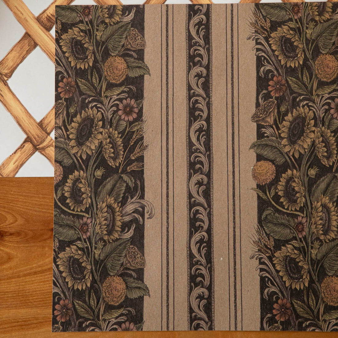 Paper Placemat Pad - Vintage Sunflower Stripe