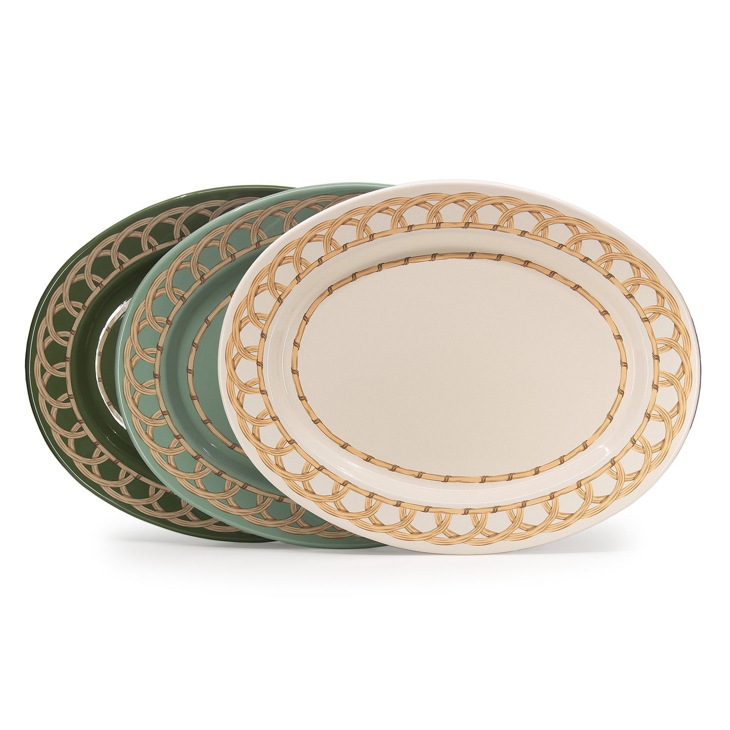 Domino x CCH Wicker Small 14 inch Oval Tray - Sea Blue