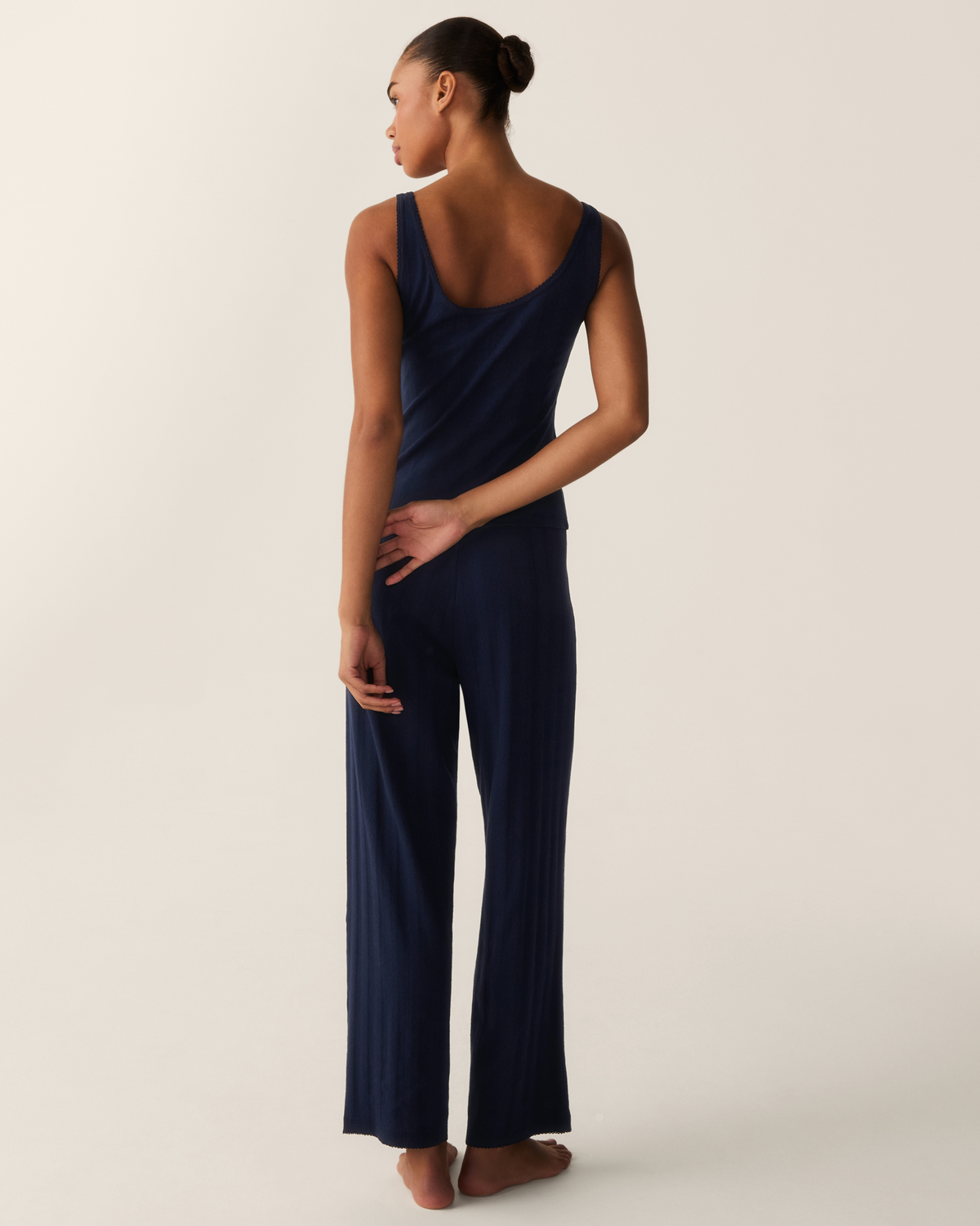 Pointelle Tank - Navy