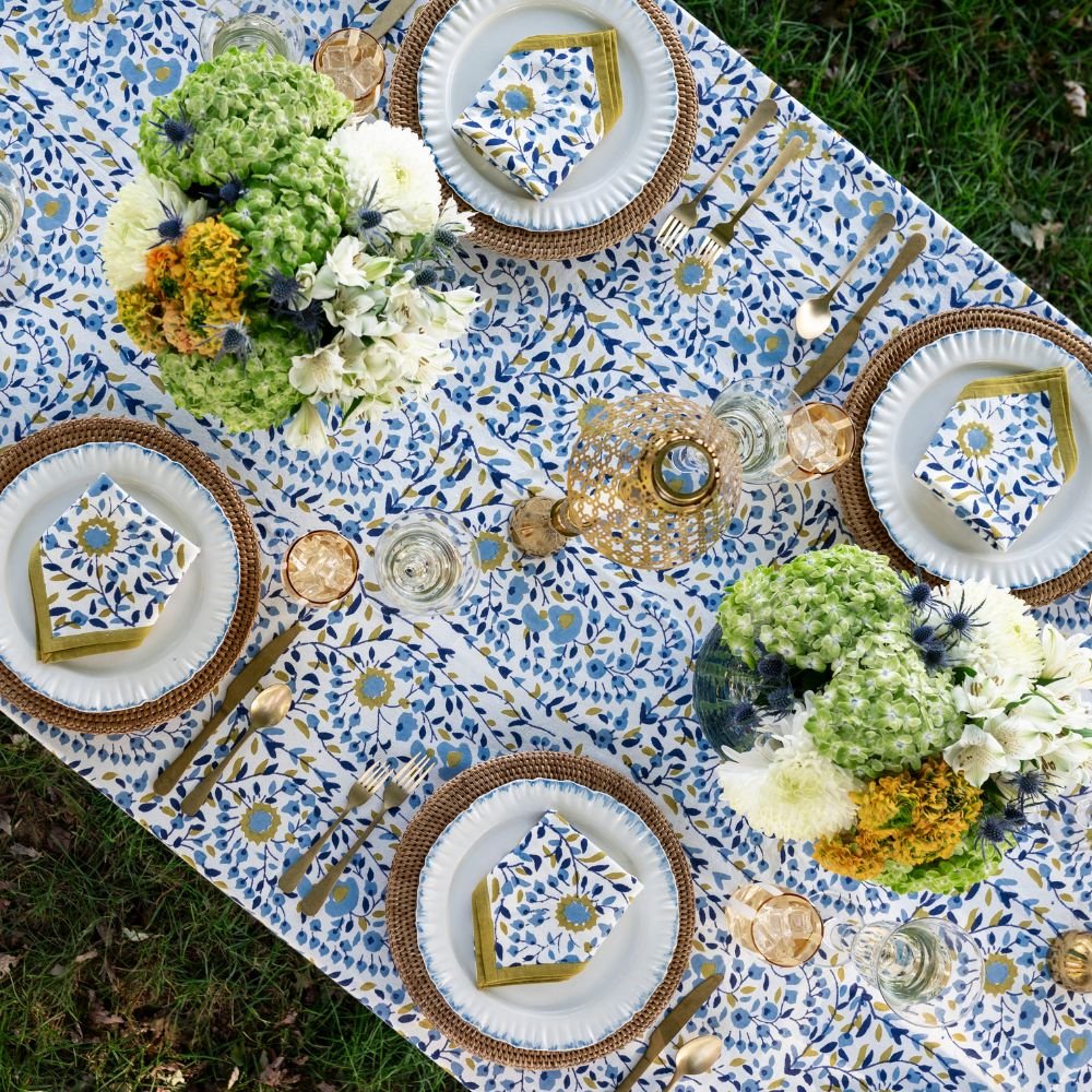 Tablecloth - Starflower - Blue & Ochre