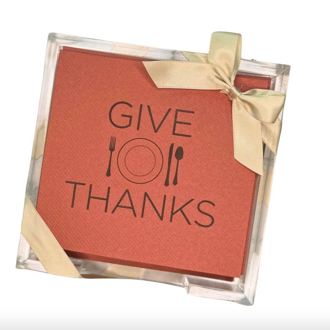 Acrylic Cocktail Napkin Hostess Set: Give Thanks