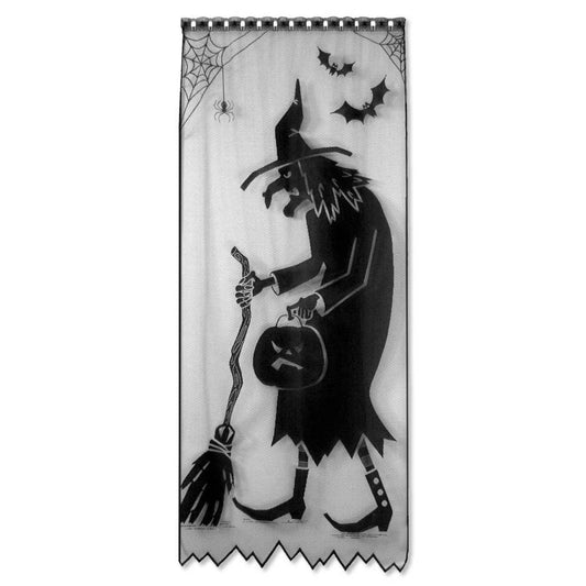 Halloween Sheer Lace Panel Curtain - Black Witch 38"x84"