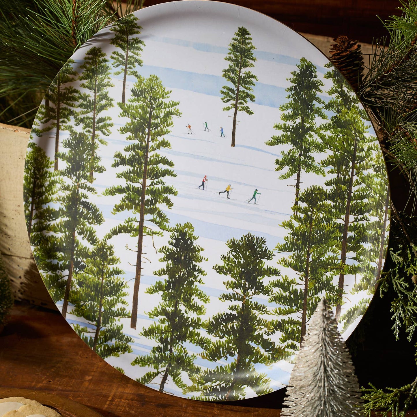 Caskata X Felix Doolittle Winter Skiers Large Round Tray