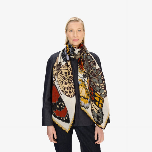 Scarf 70 - Butterflies - White
