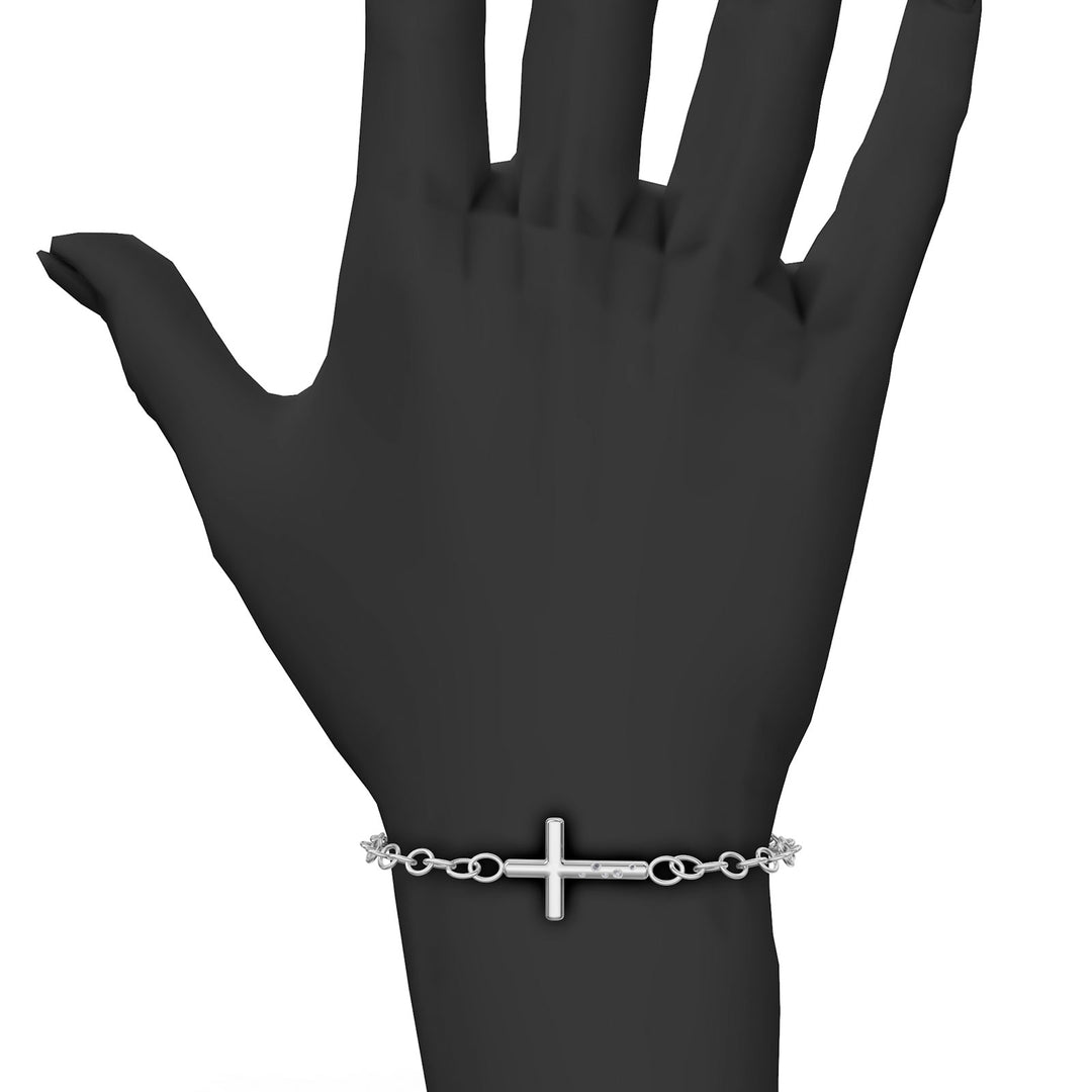 4.8mm Silver Diamond Cross Bracelet