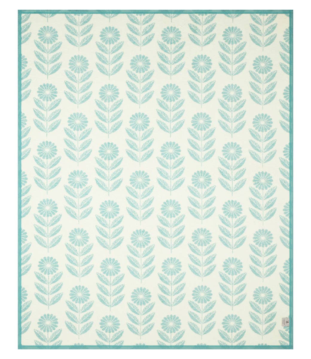 Nordic Floral Blanket - Orion Blue on
