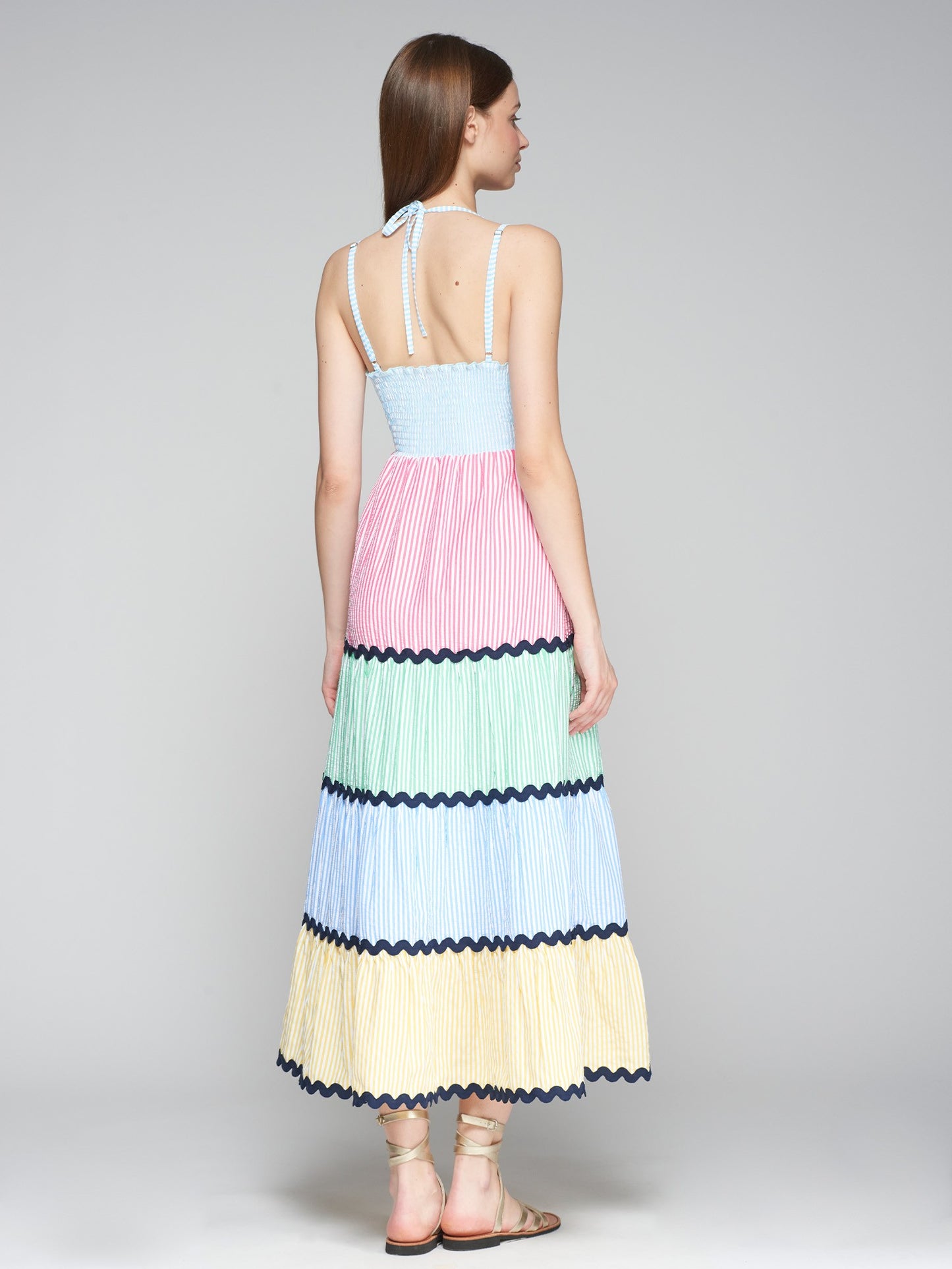 Kally Rayas Dress Seersucker with Rickrack Contrast