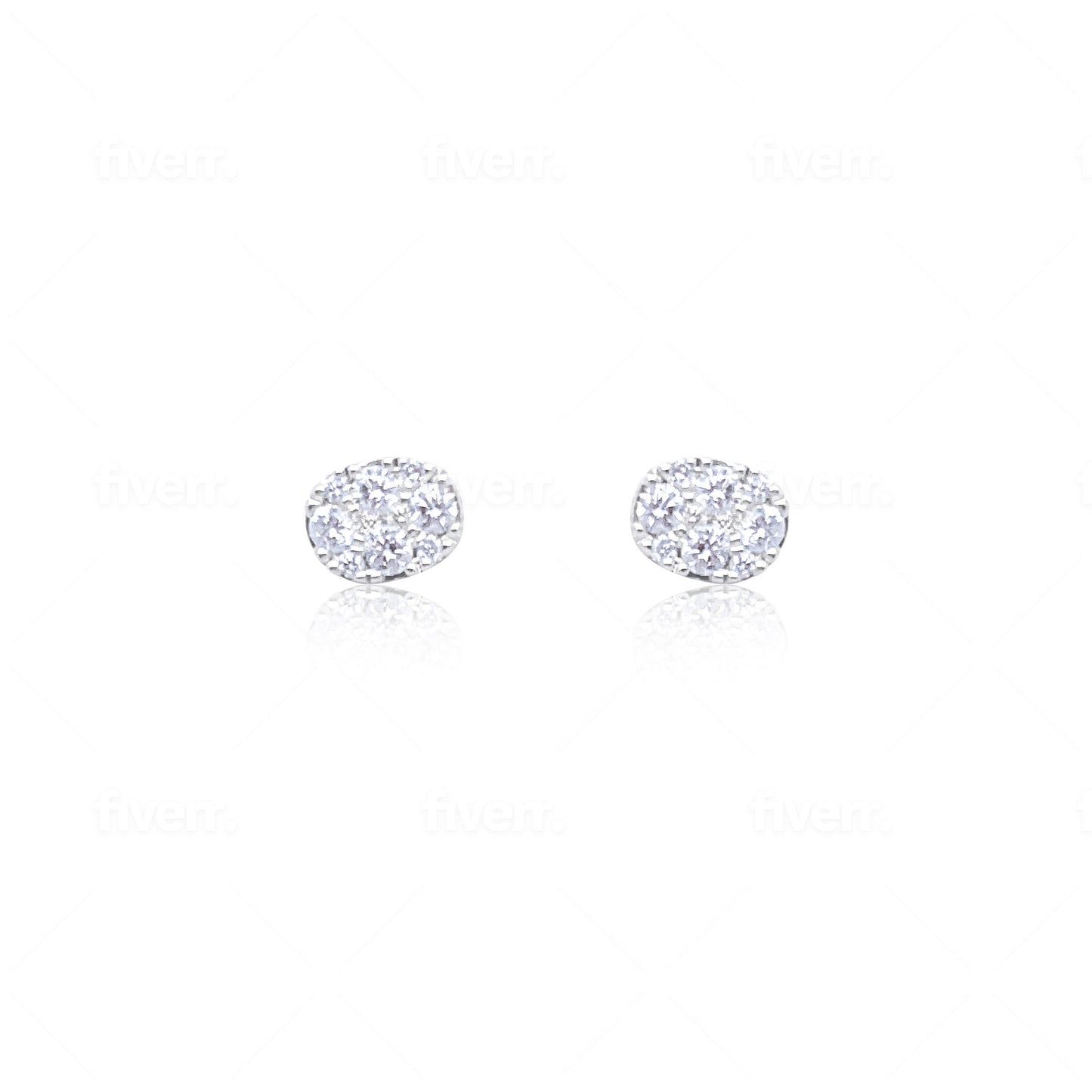 White Gold Oval Diamond Studs