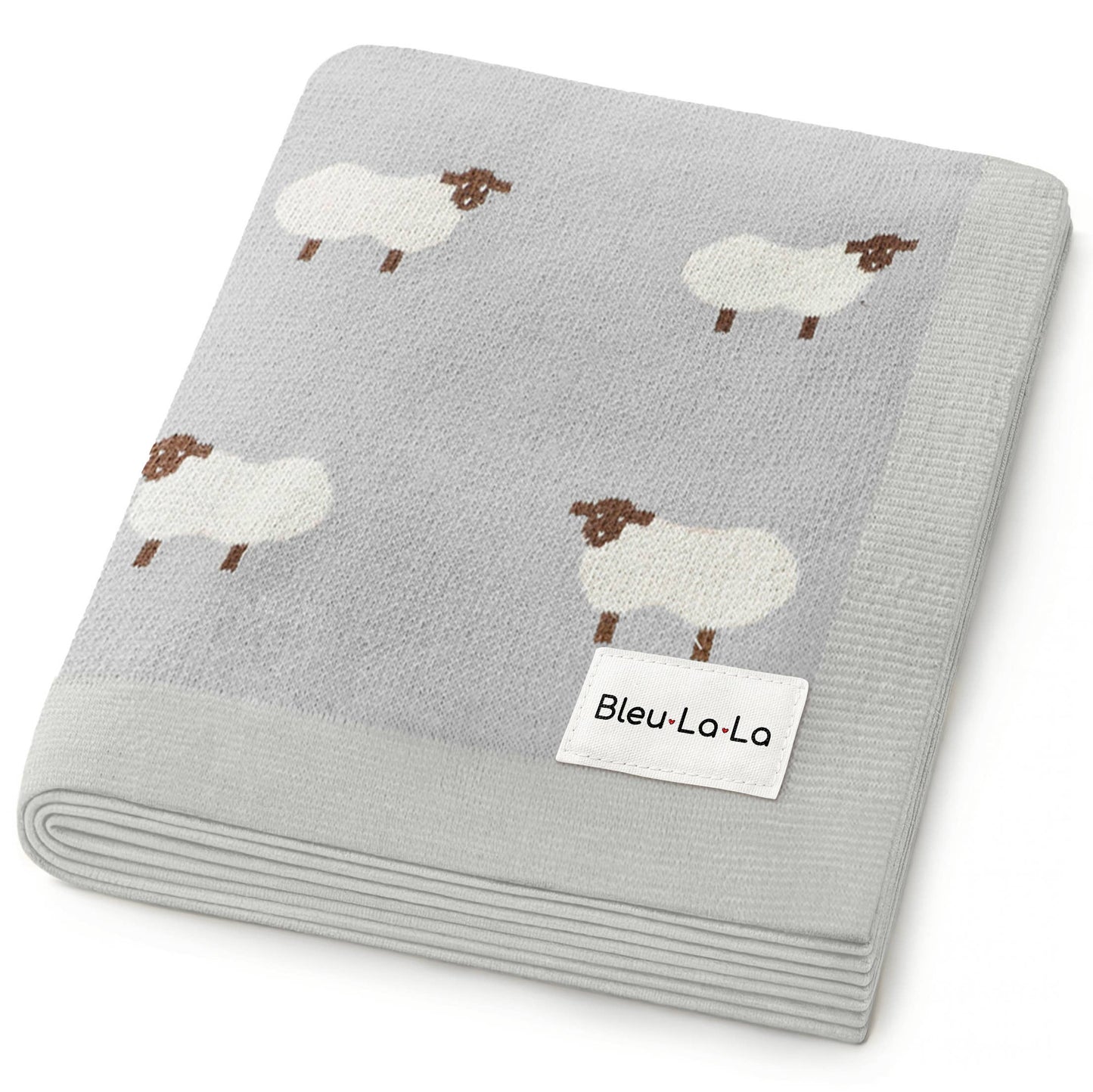 100% Luxury Cotton Receiving Swaddle Baby Blanket - Sheep - Hunter Green