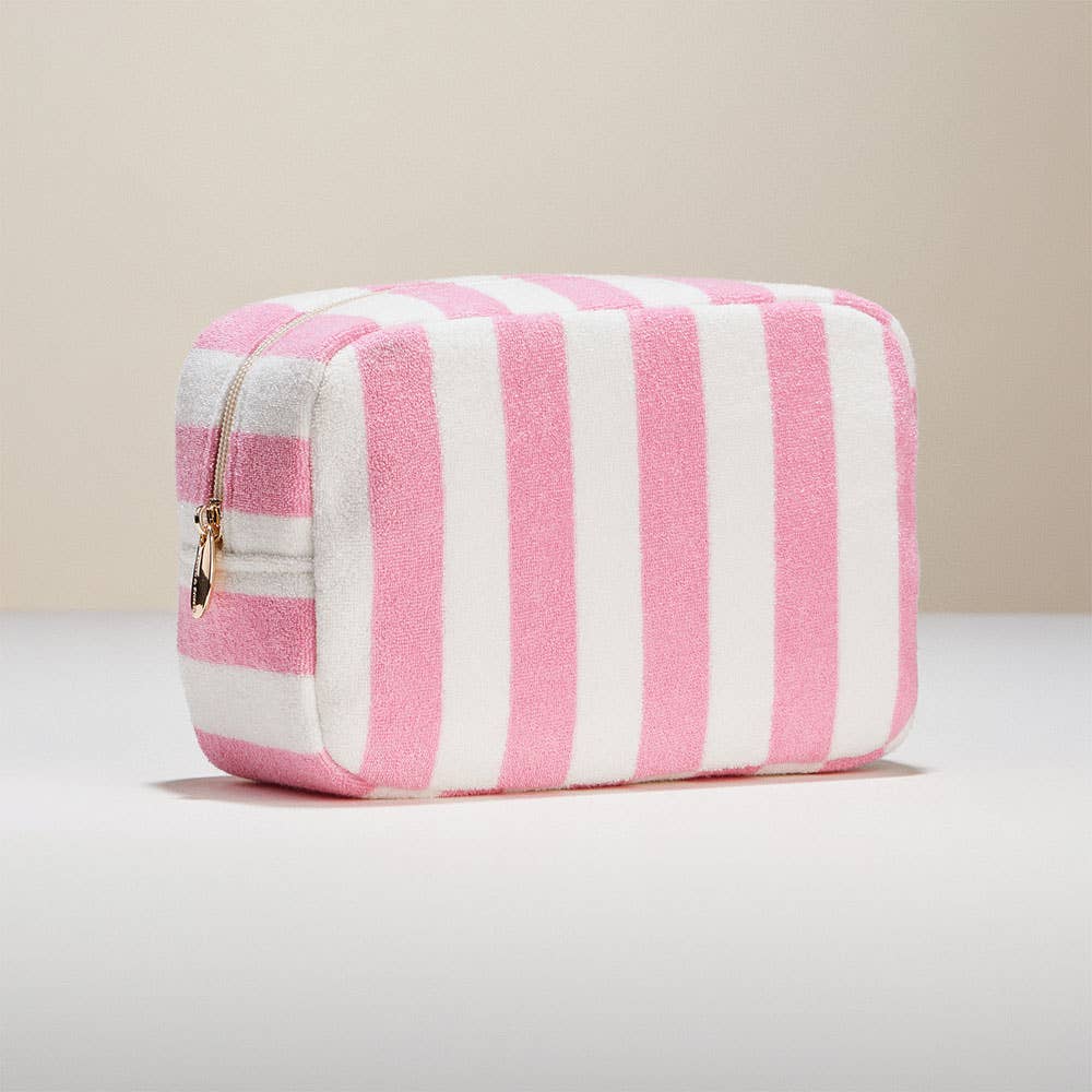 Striped Pattern Cosmetic Pouch Bag: Pink