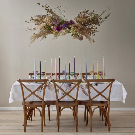 A Flower Garden Linen Tablecloth - 145cm x 220 cm/7.22ftx4.75ft