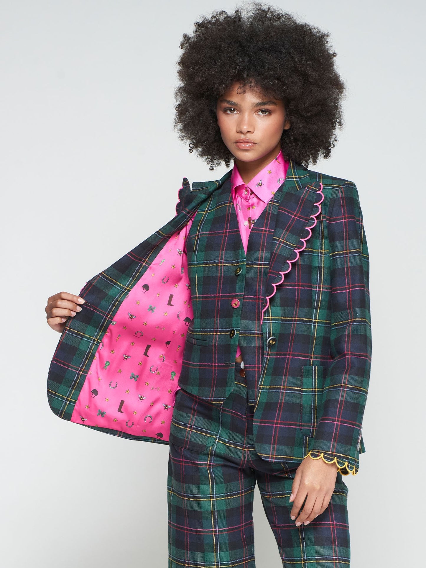 Jacket Hillary - Tartan with Scalloped Embroidery