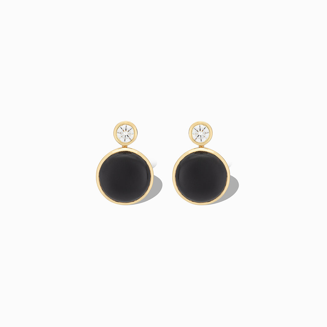 Floating Gem Stud Earrings in Black Onyx