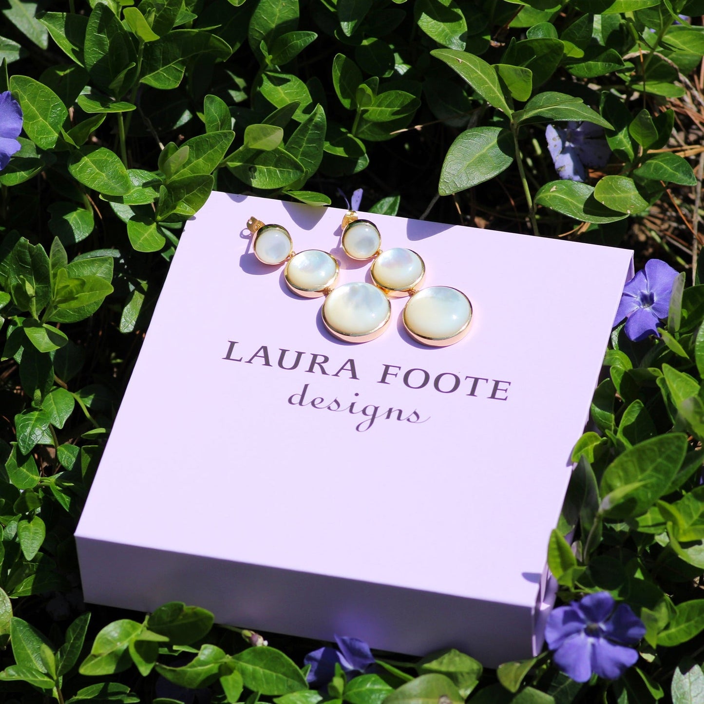 Round We Go Drop Earrings in Mother of Pearl