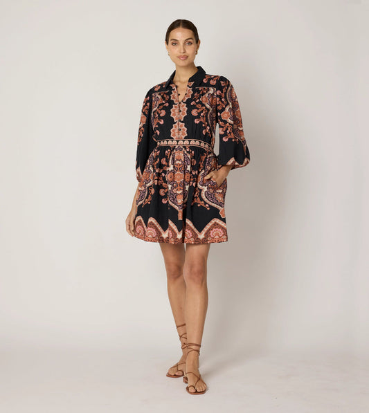 Leigh Mini Dress - Dark Lagos Print
