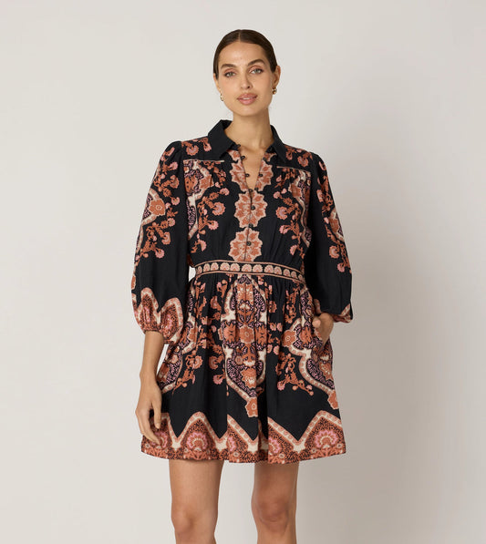 Leigh Mini Dress - Dark Lagos Print