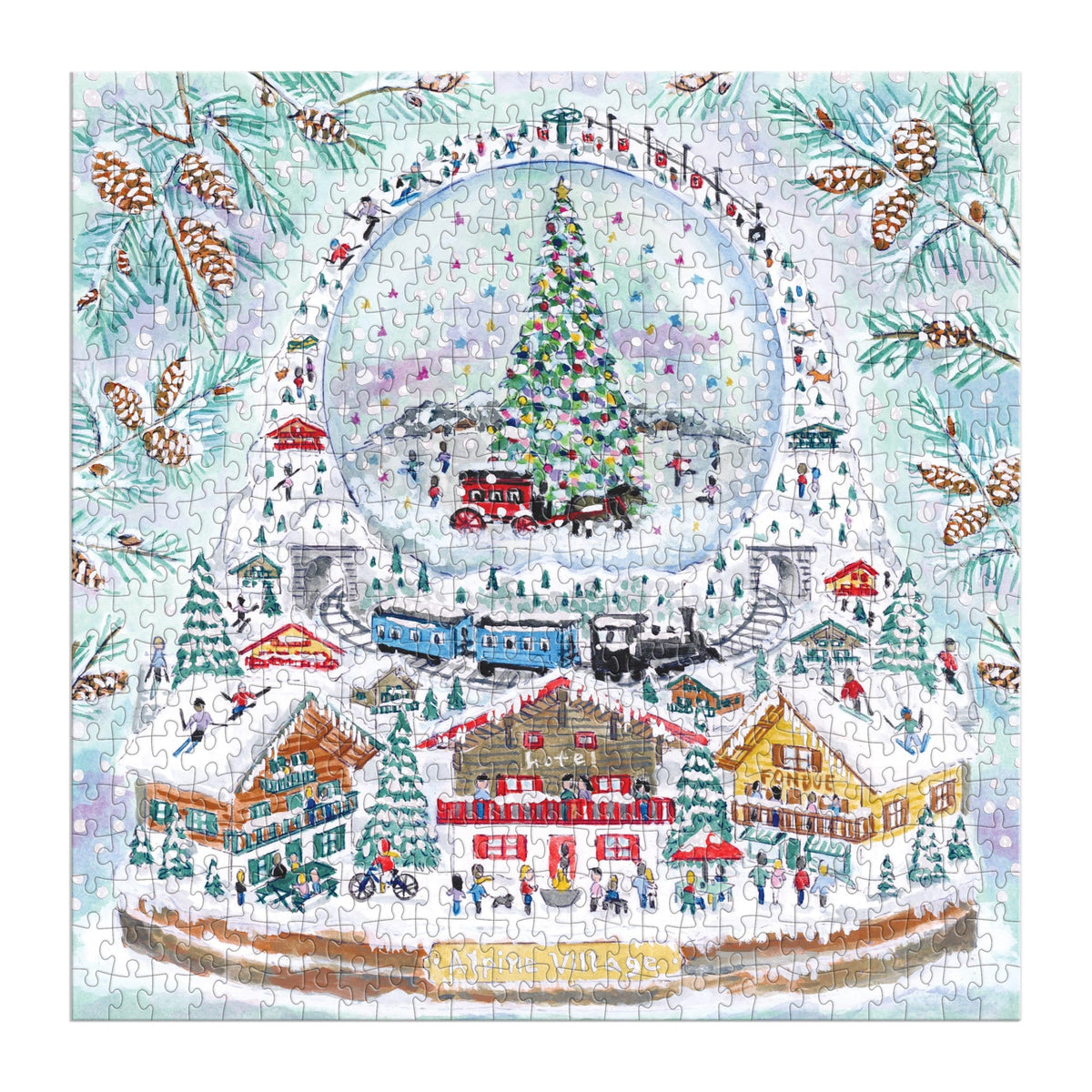 500 Piece Foil Puzzle - Michael Storrings Alpine Village Snowglobe