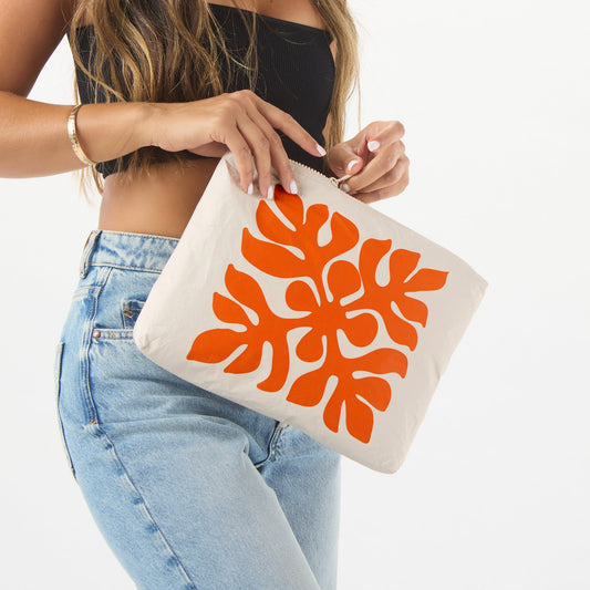 Mid Pouch - Applique - Zest on Sandstone