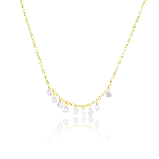 14k Yellow Gold Drilled Diamond Necklace