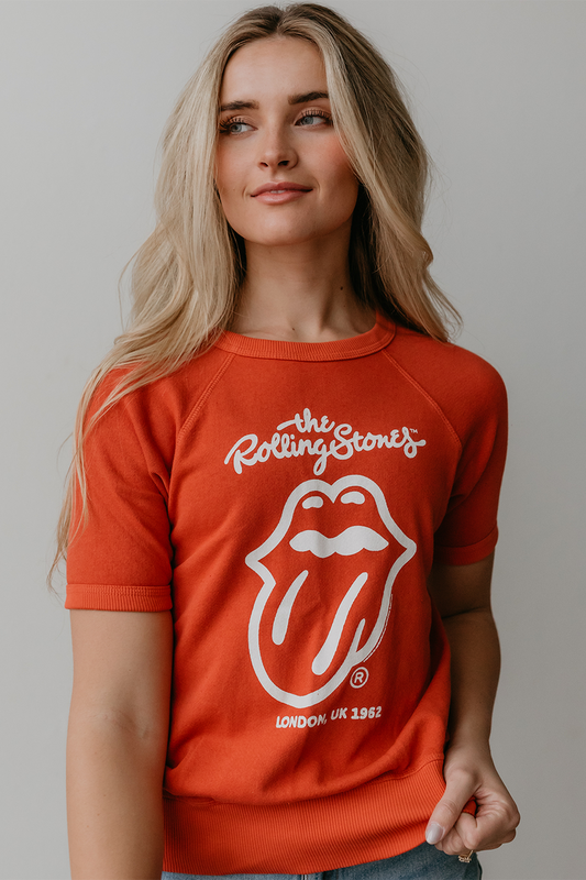 Raglan Short Sleeve Sweatshirt - Rolling Stones London - Red