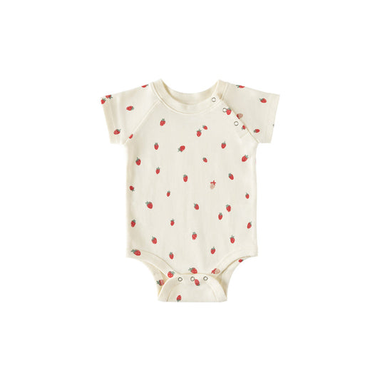 Short Sleeve Snap One-Piece - Strawberry Patch