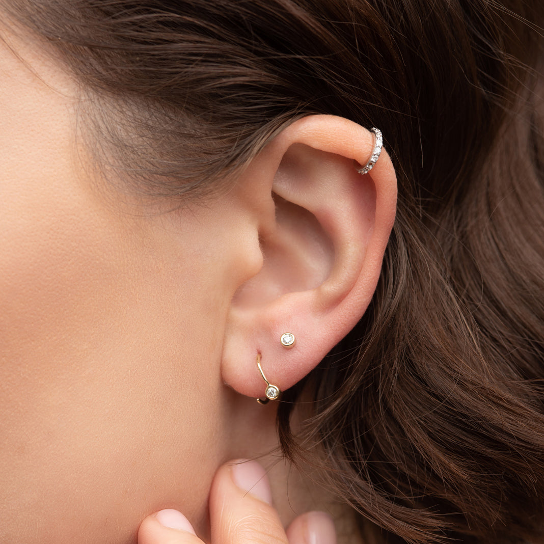14k Yellow Gold Mini Diamond Bezel Studs