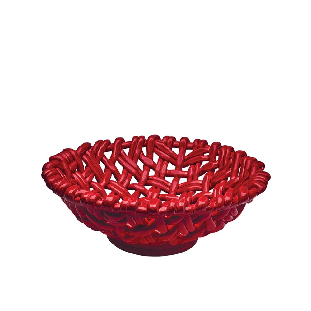 Round Woven Basket - Red