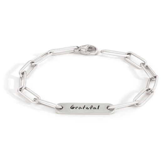 5.2mm Silver Grateful Flat Bar Bracelet