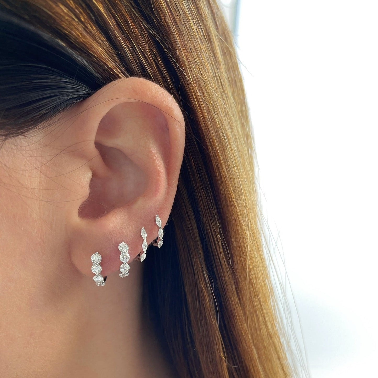 Jumbo Prong Set Diamond Mini Huggie Earrings