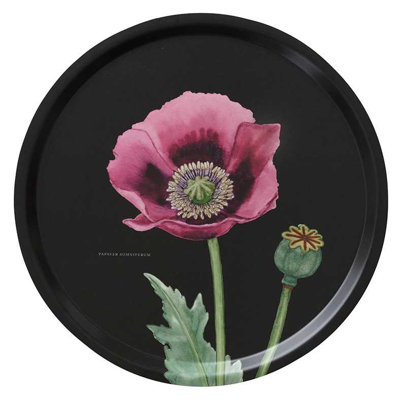 Round Serving Tray - Monastery garden- Pink poppy