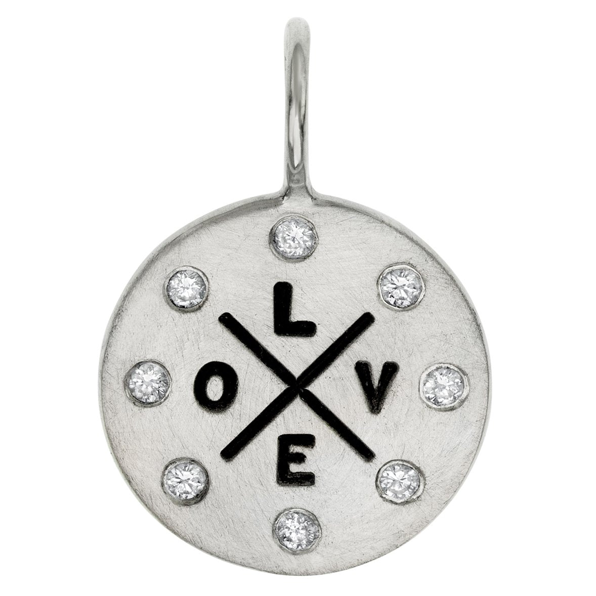 Sterling Silver Love Graffiti Round Charm