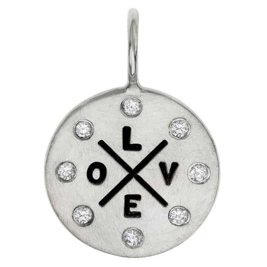 Sterling Silver Love Graffiti Round Charm