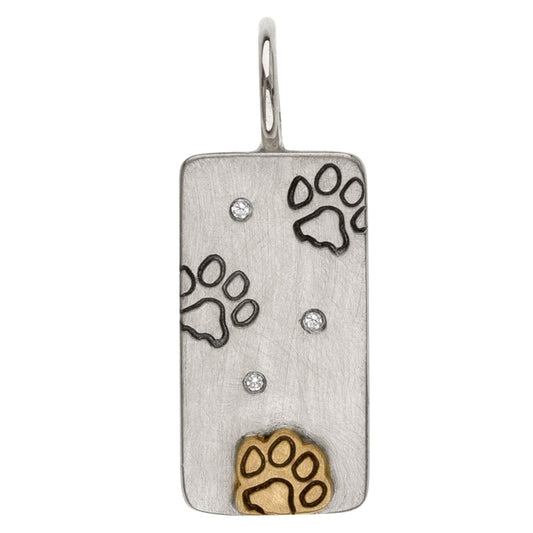 Silver Paw Print ID Tag