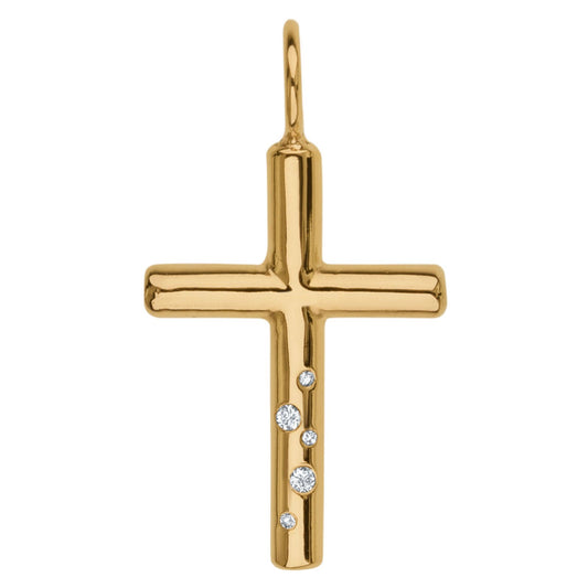 14k Gold Cross Charm with Diamonds