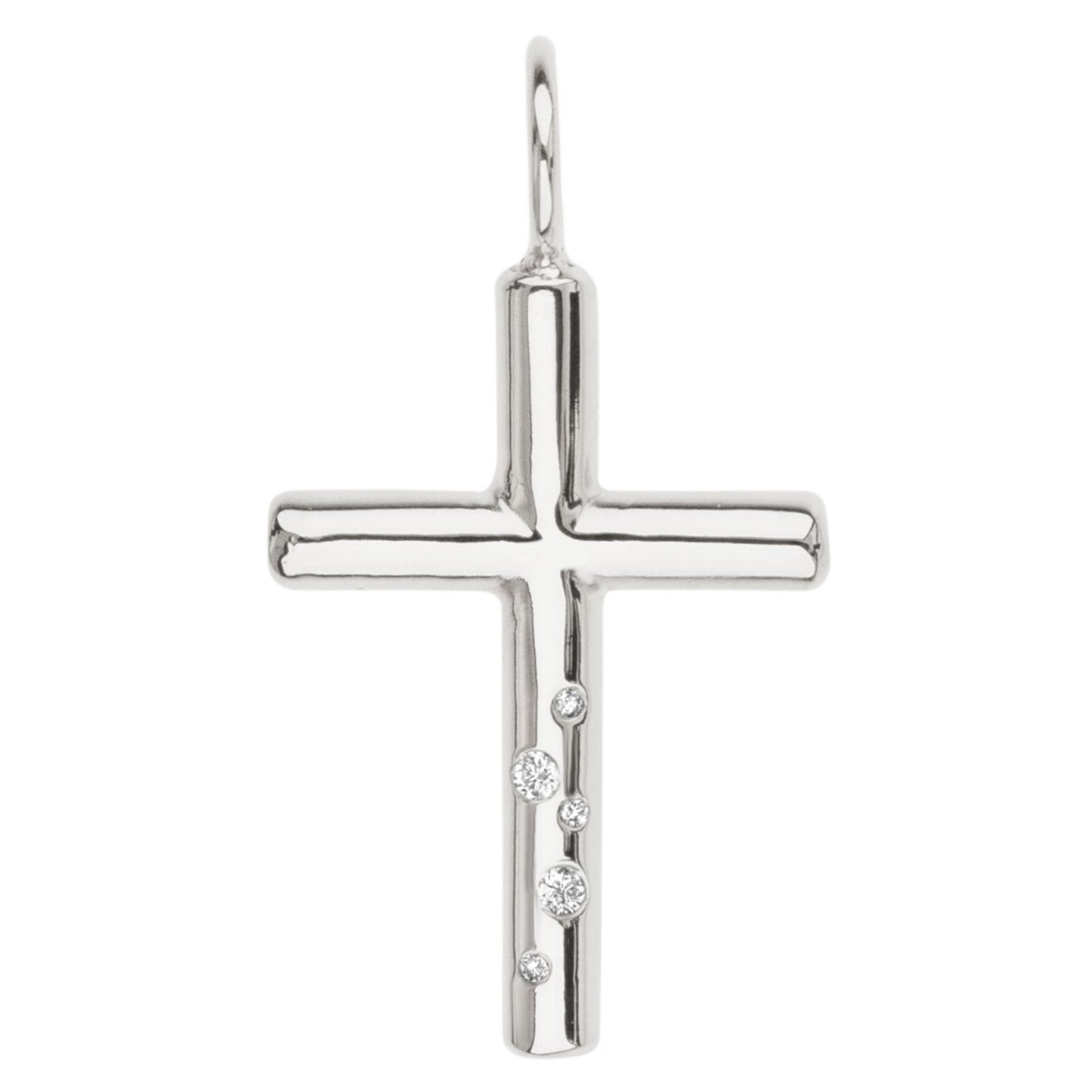 Sterling Silver Cross Charm with Diamonds