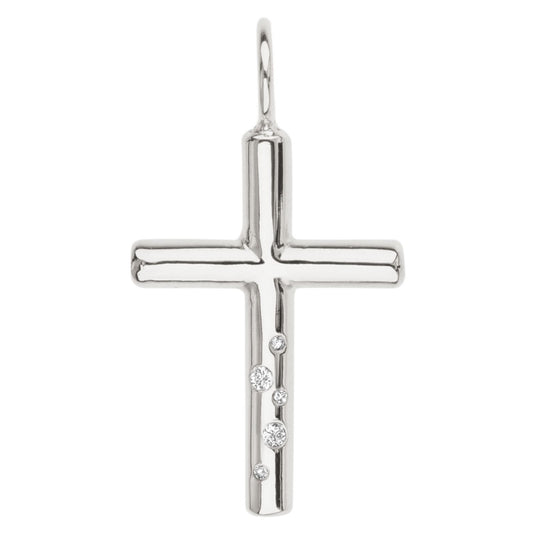 Sterling Silver Cross Charm with Diamonds