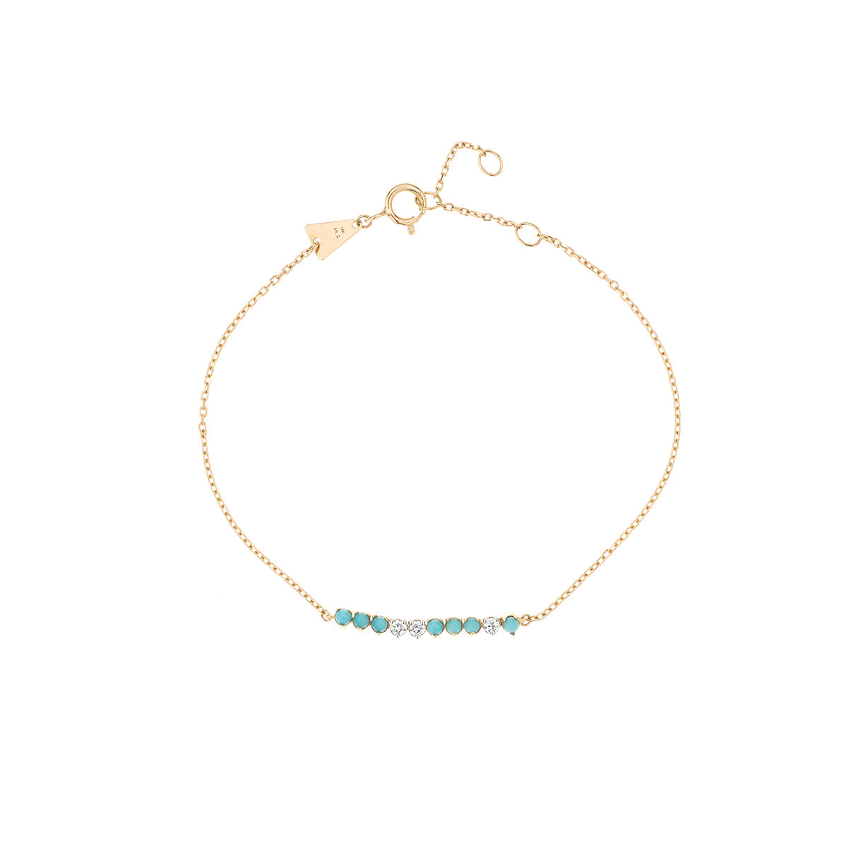 Turquoise and Diamond Rounds Chain Bracelet