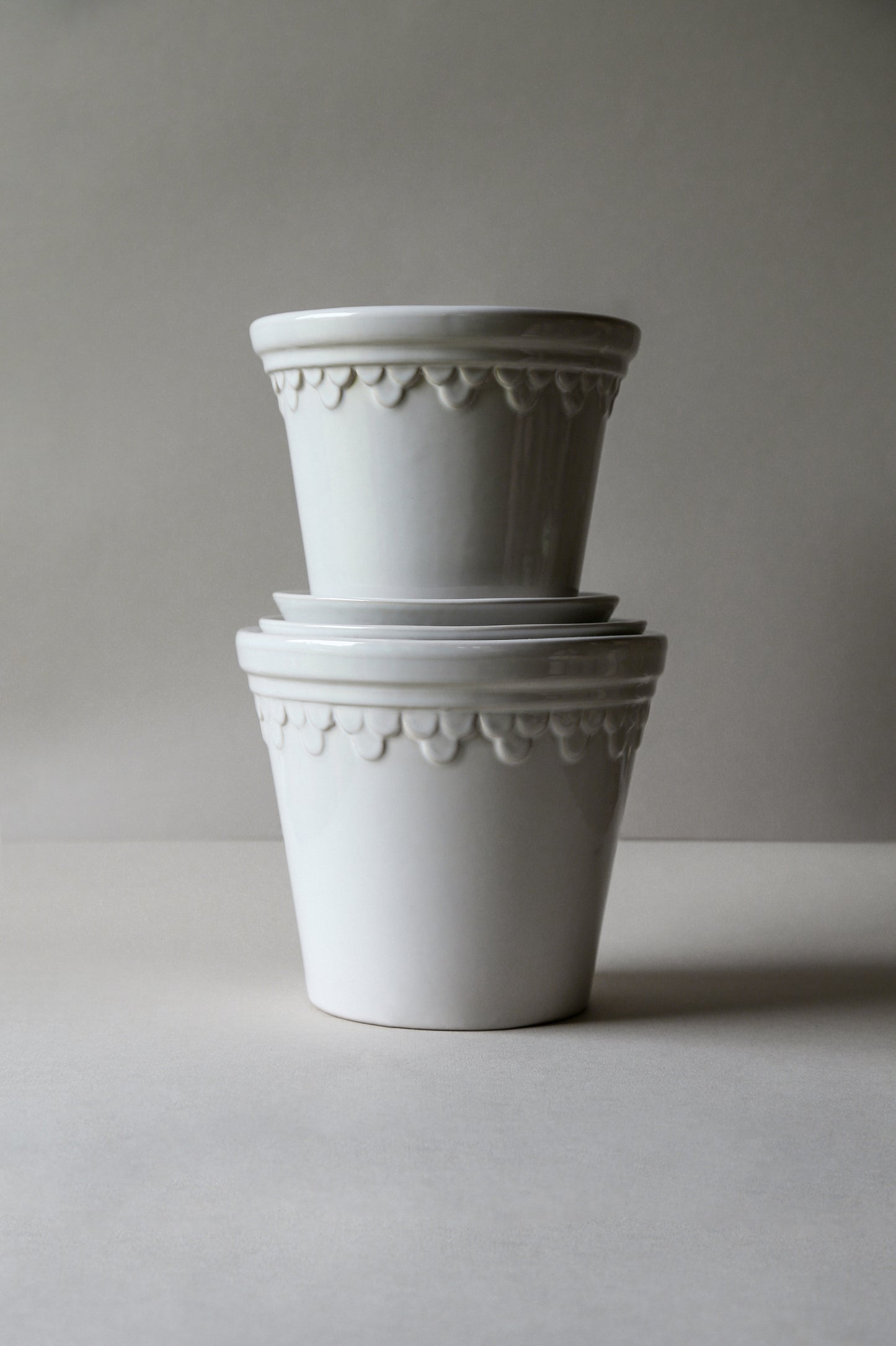 Københavner Pot with Saucer - Glazed Mineral White