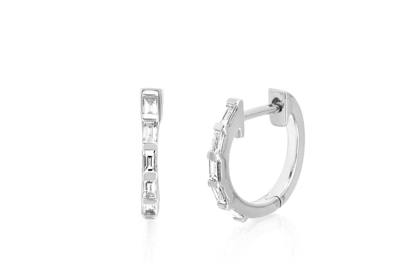 Diamond Baguette Huggie Earring