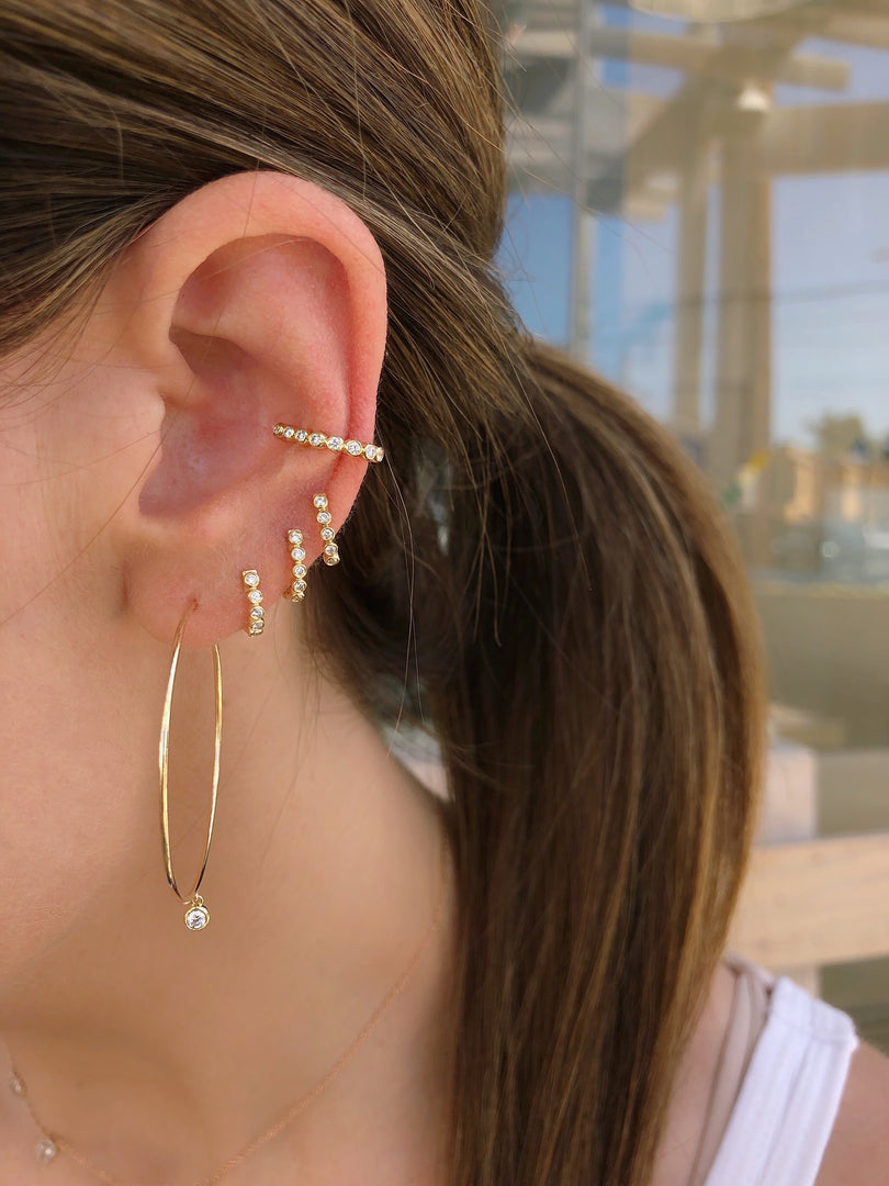 Mini Diamond-Bezel-Huggie Earring