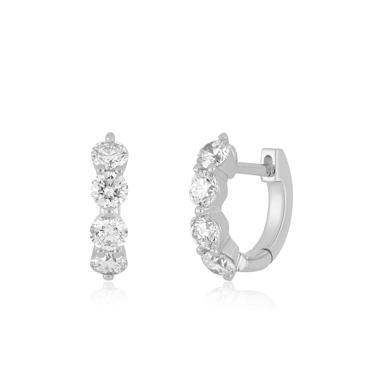 Jumbo Prong Set Diamond Mini Huggie Earrings