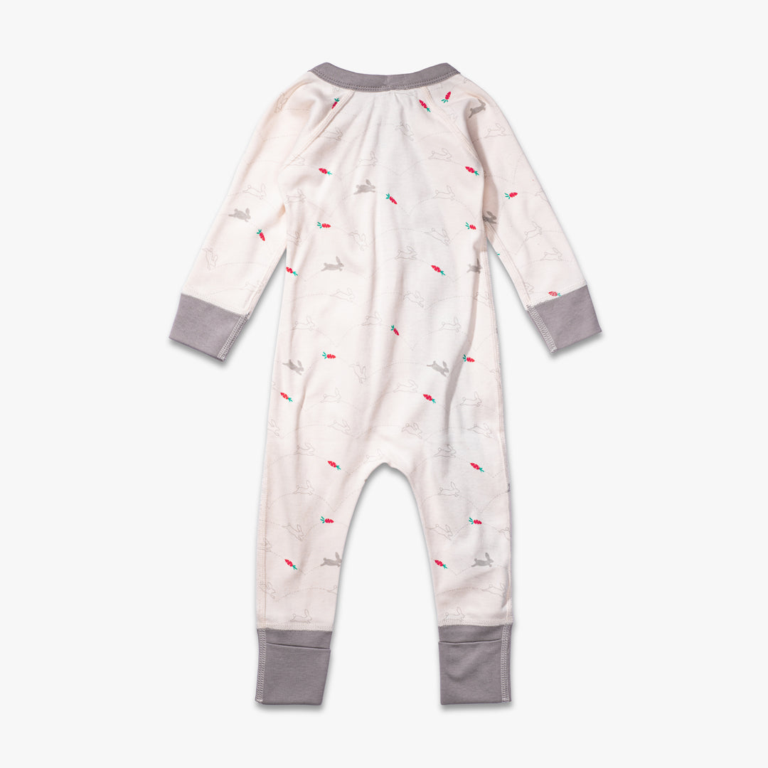 Organic Zip Baby Boy Romper - Bunnies