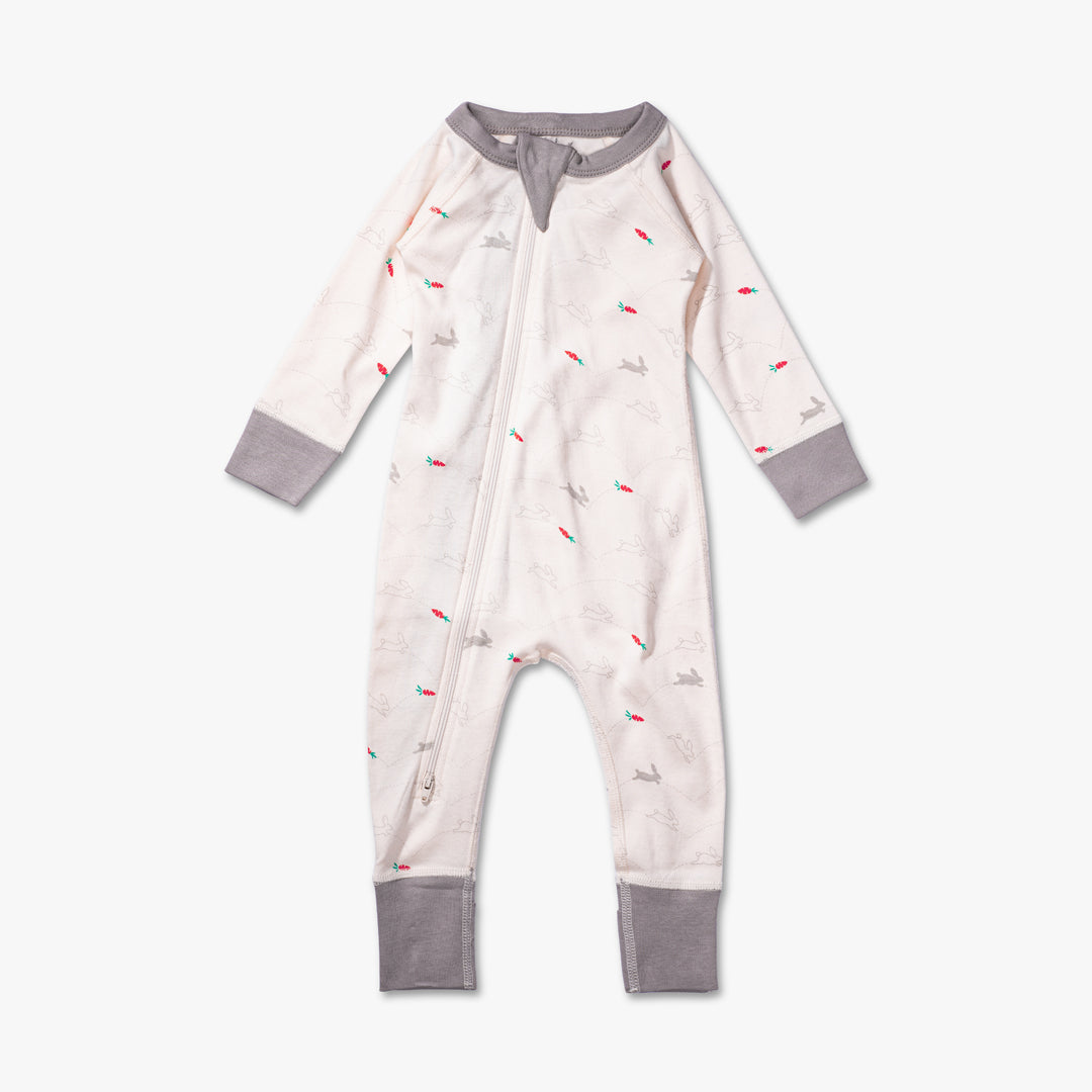 Organic Zip Baby Boy Romper - Bunnies