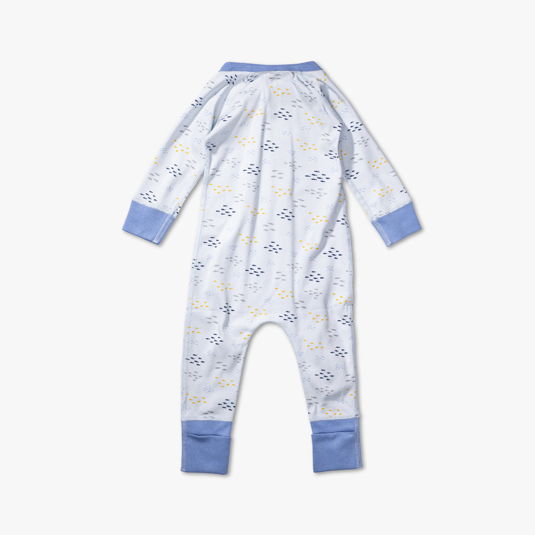 Organic Zip Baby Boy Romper - Sardines