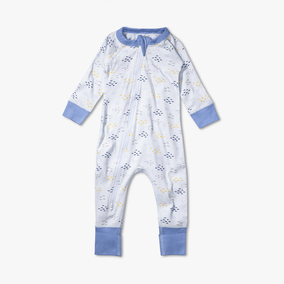 Organic Zip Baby Boy Romper - Sardines
