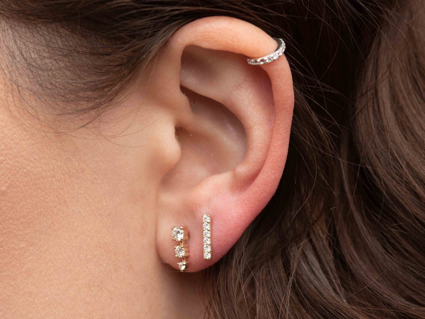Diamond Bar Stud Earrings